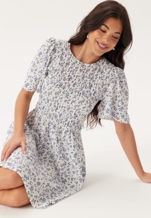 Happy Holly Butterfly Sleeve Short Dress Blue/Floral 36/38
