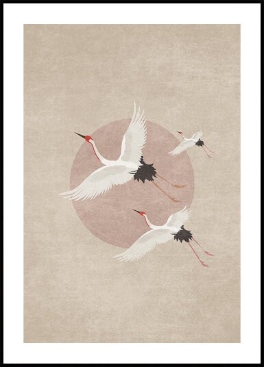 Cranes in Flight Poster Plakat / 100x150cm