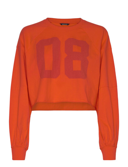Monki Cropped Long-Sleeved T-Shirt - Orange - XXS