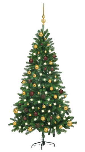 vidaXL Kunstig juletre med LED og kulesett 150 cm grønn