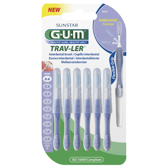 GUM TravLer Gap børster 0,6 mm ISO 0 BLÅ