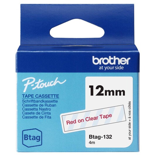 Brother Tape Btag-132 12mm Rød/gjennomsiktig Brother Tape Btag-132 12mm Rød/gjennomsiktig