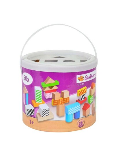 Eichhorn wooden blocks in bucket. 50pcs. Eichhorn wooden blocks in bucket. 50pcs.