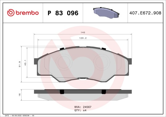 Bremseklosser BREMBO P 83 096 Bremseklosser BREMBO P 83 096