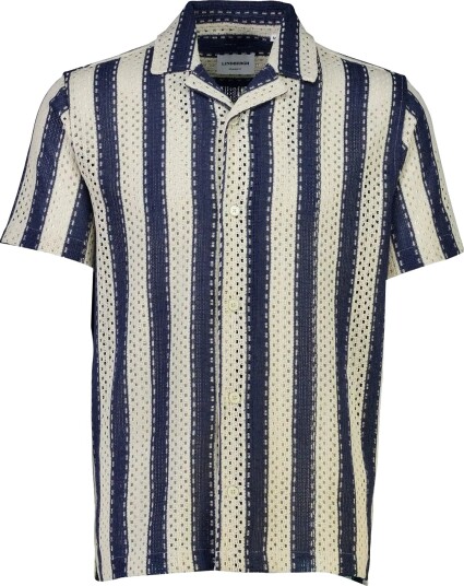 Lindbergh Bold Striped Resort Shirt S/S Navy M Lindbergh Bold Striped Resort Shirt S/S Navy M