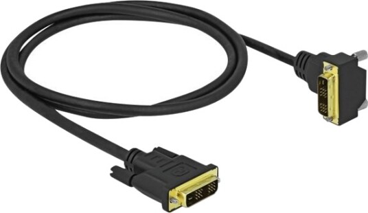Delock Dvi Kabel Enkeltlenke Dvi D Hann Rett Til Dvi D Hann Vinklet 2 M Tommelskruer Gullglimtkontakter Svart