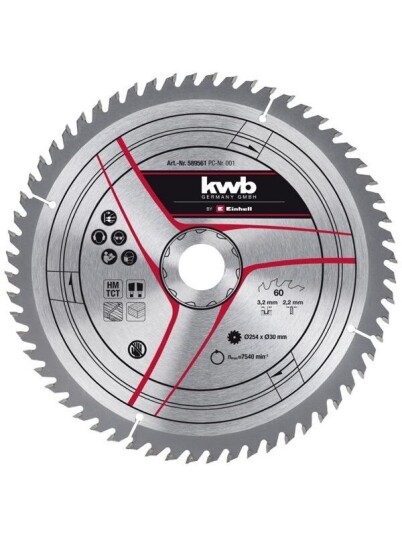 kwb Stationary Saw Accessory, TCT circ saw blade 254x30 T60