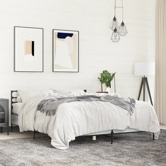  Sengeramme grå sonoma 135x190 cm konstruert tre og metall 8721102613715