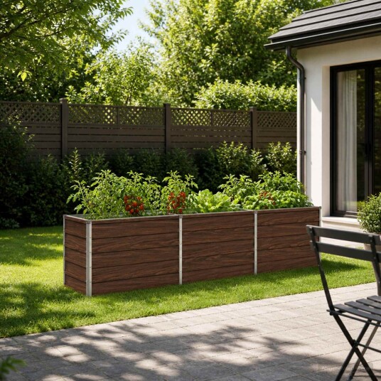 vidaXL Hevet Hagebed Svart 240 x 40 x 55 cm kaldvalset stål