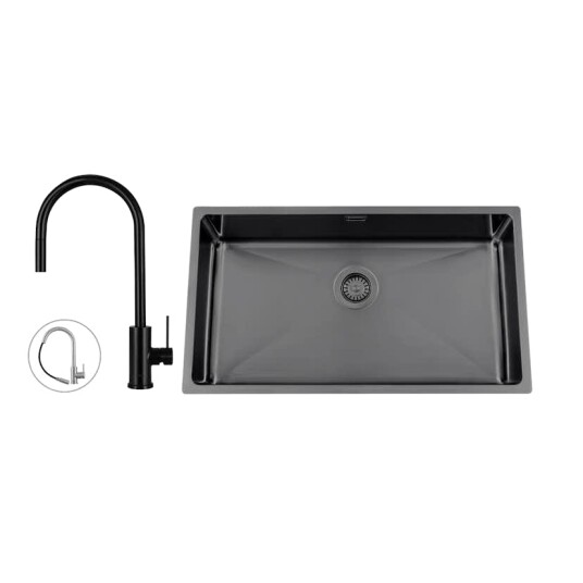 Kjøkkenvask Nordic Tech Titan 730 X med Kjøkkenbatteri Steel Accent D