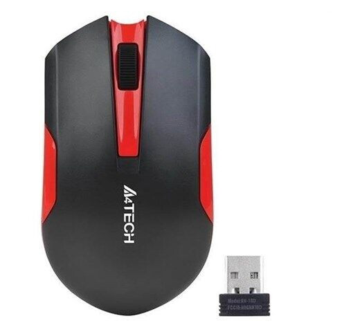 A4Tech G3-200N Trådløs Optisk Mus 2000 DPI Svart/Rød