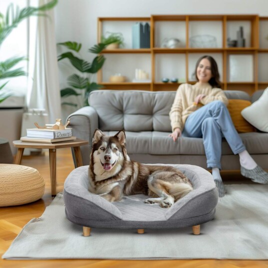Northio Hundesofa Kjæledyrsofa Med Ryggstøtte Og Treben Vaskbart Trekk For Middels Hunder Under 25 kg Grå Northio Hundesofa Kjæledyrsofa Med Ryggstøtte Og Treben Vaskbart Trekk For Middels Hunder Under 25 kg Grå