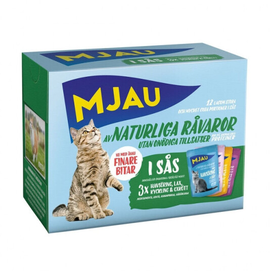 Mjau Multipack Kattemat Kjøtt- og Fiskesmaker 12x85g