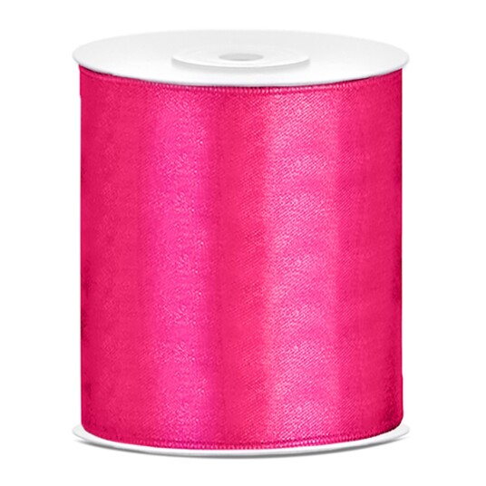 PartyDeco Satengbånd Mørkerosa - 100 mm x 25 m