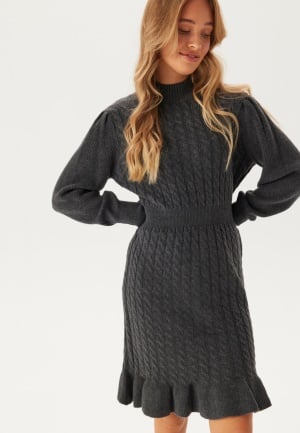 VERO MODA Vera LS Short Knit Dress Asphalt Detail:Melange XL
