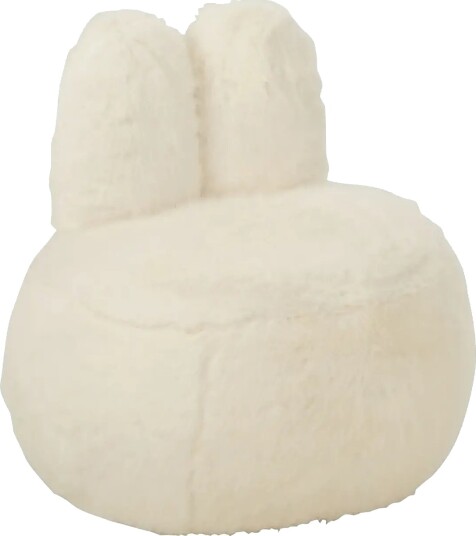 J Line Stool Fur With Bunny Ears Wood White White ONE SIZE J Line Stool Fur With Bunny Ears Wood White White ONE SIZE
