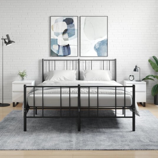 Nattbord 2 stk høyglans hvit 40x35x50 cm konstruert tre 8721012110724