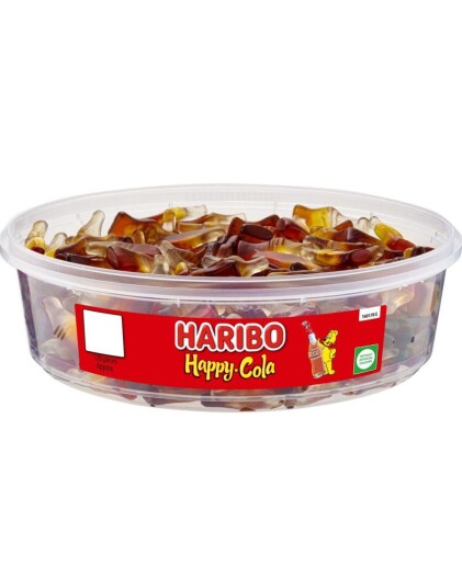 120 stk Haribo Happy Cola   Boks med Vingummi Colaflasker 492 gram