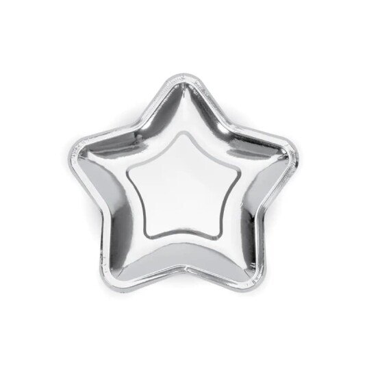 PartyDeco Papptallerkener Stjerne Sølv Metallic - 6-pakning PartyDeco Papptallerkener Stjerne Sølv Metallic - 6-pakning