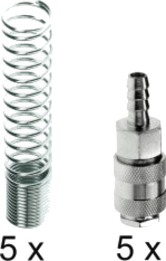 Hurtigkobling Hunn med fjær for 12 mm slange. Pakke med 5 stk. Hurtigkobling Hunn med fjær for 12 mm slange. Pakke med 5 stk.
