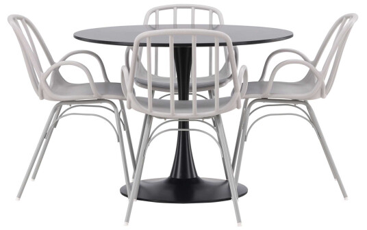 Venture Design Glade & Dyrön spisegruppe Greige/svart 4 stoler & bord 100 cm