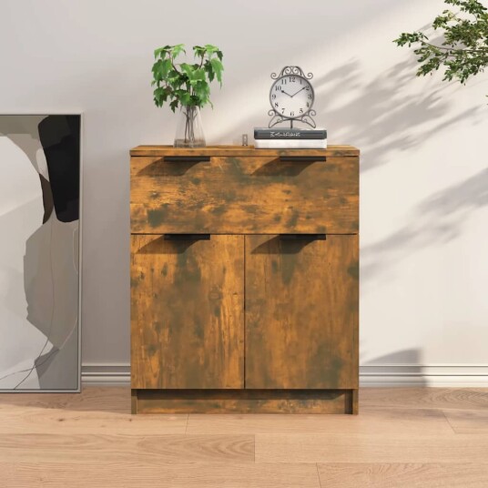 vidaXL Skjenk røkt eik 60x30x70 cm konstruert tre vidaXL Skjenk røkt eik 60x30x70 cm konstruert tre