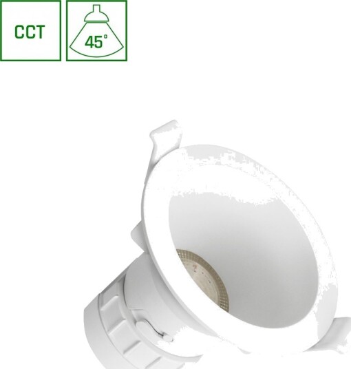 7W Ø9cm Fiale Core indbygningsspot CCT hvit 45 grader Hull: Ø7,5 cm Mål: Ø9 cm Dimbar : Ikke dimbar