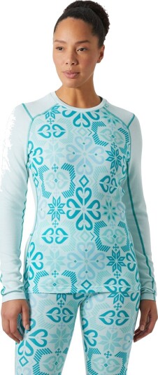 Helly Hansen Dame Lifa Merino Midtvekt Graphic Crew Basislag Blå Blå XS Helly Hansen Dame Lifa Merino Midtvekt Graphic Crew Basislag Blå Blå XS