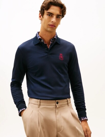 Tommy Hilfiger Ls Gifting Interlock Crest Polo Navy XS