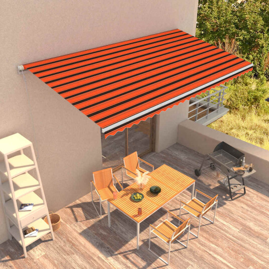 vidaXL Automatisk uttrekkbar markise 600x300 cm oransje og brun vidaXL Automatisk uttrekkbar markise 600x300 cm oransje og brun