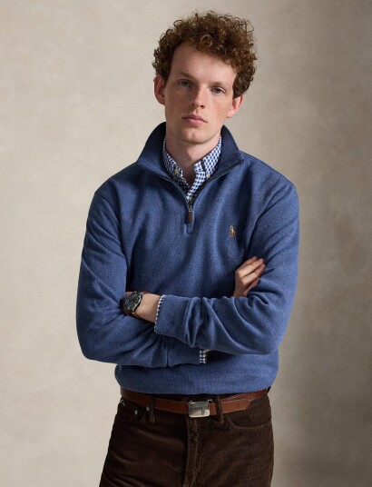 Polo Ralph Lauren Estate Rib Quarter Zip Pullover Blue M