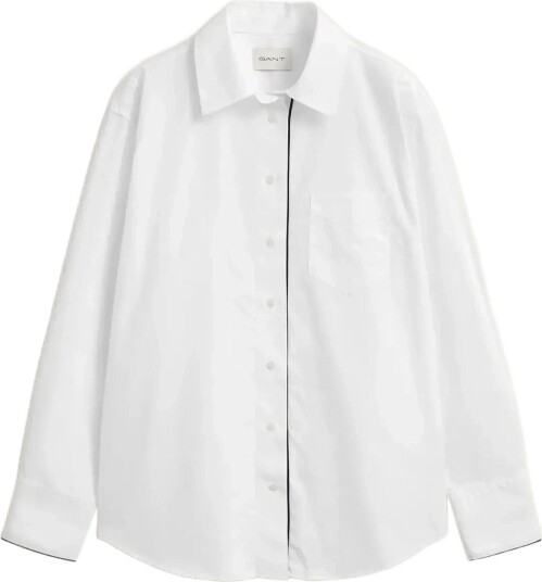 Gant Rel Classic Poplin Piping Shirt   WHITE   34