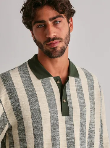 Les Deux Bowie Jacquard Jersey LS Polo Langermet poloskjorte Grønn