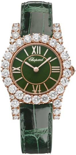Chopard Dameklokke 13A377 5008 Diamond Hour Grønn/Lær Ø30 mm
