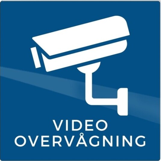 Skilt "Video Overvågning" 12X12 Cm Aluminium Blå