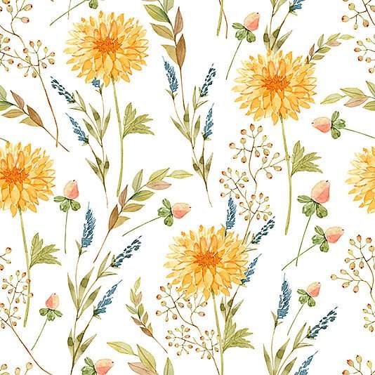 Daybyday servietter 33x33cm yellow flowers white