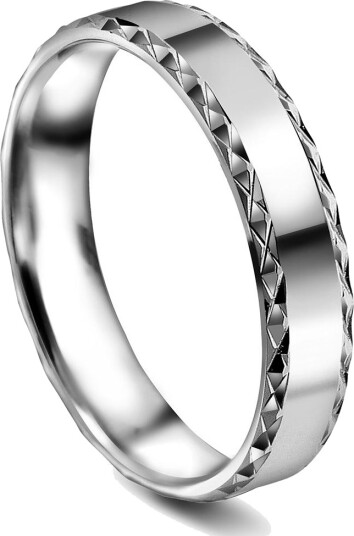 Moments By Pan Jewelry Giftering i 375 hvitt gull med mønster | 4 mm bredde