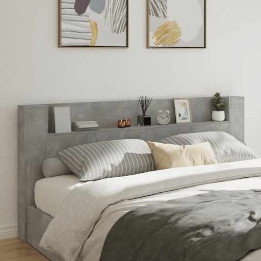 Hodegavl skap med LED betonggrå 220x16,5x103,5 cm 8721012465916 Hodegavl skap med LED betonggrå 220x16,5x103,5 cm 8721012465916