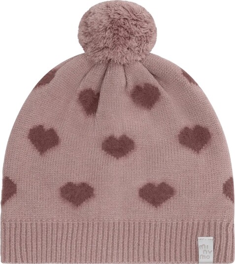 Minymo Soft Teddy Pile Knit W. Hearts Pink 54