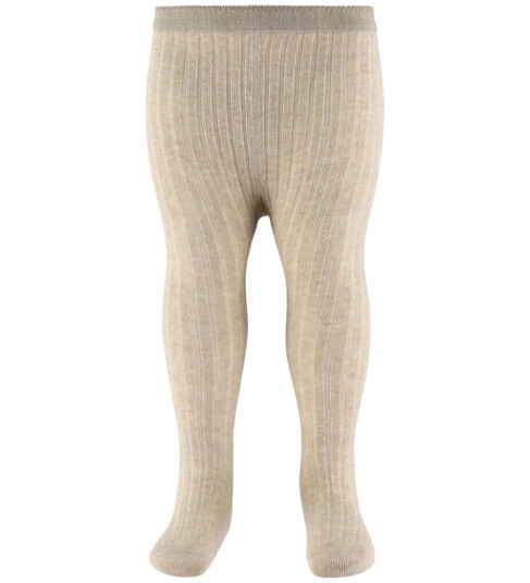 MP 130 Bomull Rib Strømpebukse Beige Melange 70