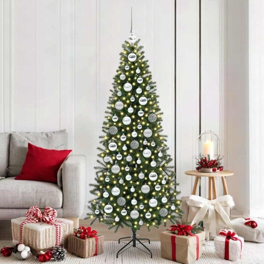 vidaXL Julekule Sett med 300 LED 120 pcs sølv Plast vidaXL Julekule Sett med 300 LED 120 pcs sølv Plast