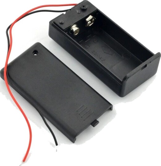 Batteriboks 9V 6F22 med lokk og bryter