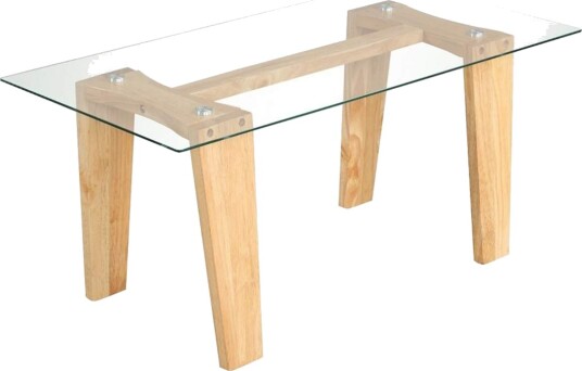 Salongbord i glass med ben av gummitre Rektangulært sidebord Glassbord Sofabord