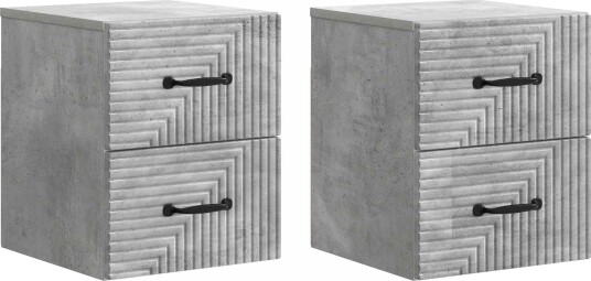  Vegghengt Nattbord med skuff 2 pcs Betonggrå 34,5 x 33 x 40 cm