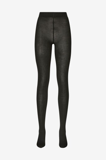 Swedish StockingStrømpebukser Ylva Wool Fishbone TightSvart