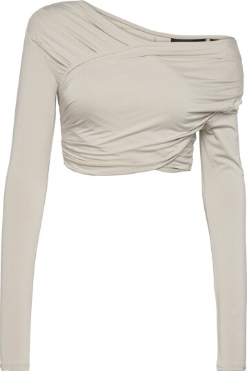 HAN Kjøbenhavn Viscose Jersey Stretch Cropped Long Sleeve Top Beige 38