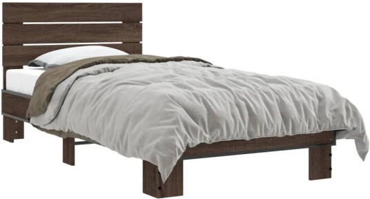 Sengeramme brun eik 75x190 cm konstruert tre og metall 8721102447297