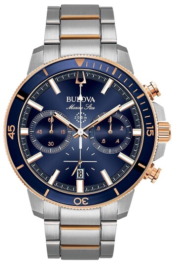 Bulova Herreklokke 98B301 Blå/Rose gulltonet stål Ø45 mm