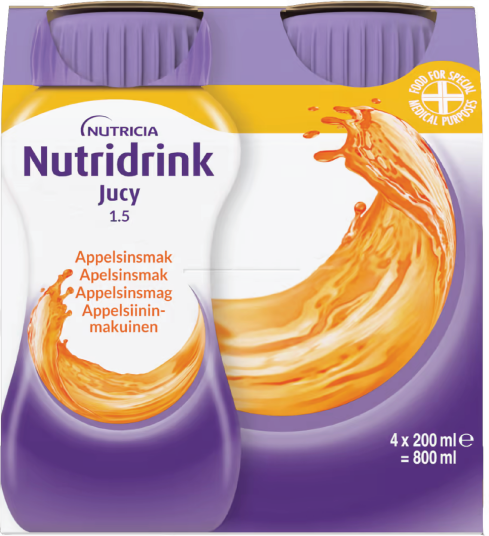 Nutridrink Jucy Næringsdrikk Appelsin 4x200 ml Nutridrink Jucy Næringsdrikk Appelsin 4x200 ml
