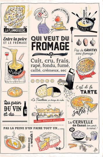 Maison Vivaraise Kjøkkenhåndkle Qui Veut Du Fromage 48x72 Hvit